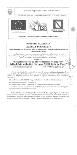 Verbale aggiudica provvisoria Asse II Giovanni XXIII