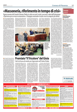 &laquo;Massoneria,riferimento in tempo di crisi&raquo;