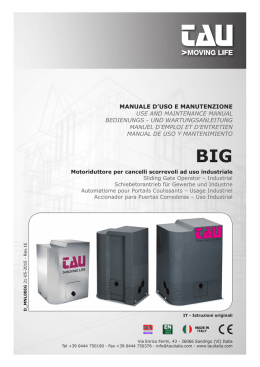 manuale d`uso e manutenzione use and maintenance