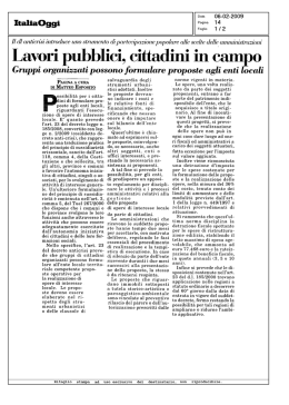 Lavori pubblici, cittadini in campo - Italia Oggi, 06/02/2009
