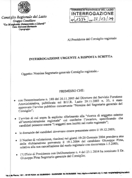 Interrogazione&rdquo;Nomina Segretario generale