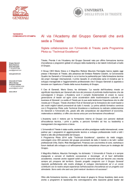 Al via l`Academy del Gruppo Generali che avrà sede a Trieste