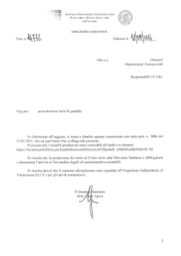 Nota del Direttore Sanitario