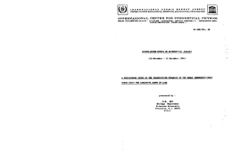 `INTERNATIONAL CENTRI! FOR THEORETICAL PHYSIOS