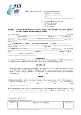 Domanda di immissione scarico acque reflue INDUSTRIALI