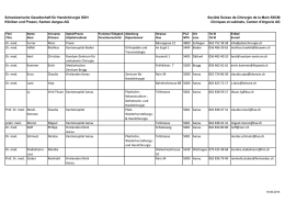 Schweizerische Gesellschaft f&uuml;r Handchirurgie SGH Kliniken und