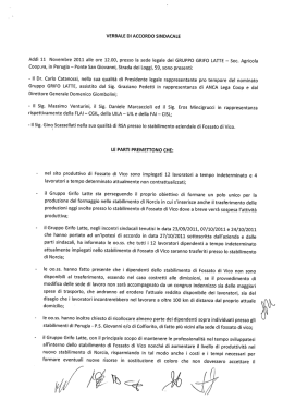 VERBALE DI ACCORDO SINDACALE Addi 11