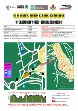 Ritrovo ore 07,30 NUMERI UTILI Ingresso griglie ore 09,00 CROCE