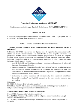 Progetto di Interesse strategico NEXTDATA Unità CNR-ISAC