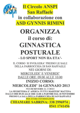 ASD GYNNIS RIMINI ORGANIZZA - Parrocchia di S. Raffaele