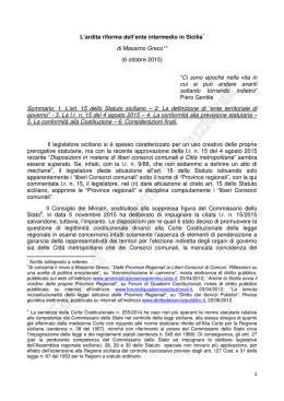L`ardita riforma dell`ente intermedio in Sicilia* di Massimo Greco