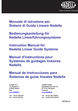Manuale di istruzione per Sistemi di Guida Lineare