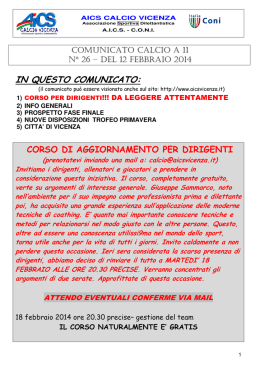 IN QUESTO COMUNICATO: