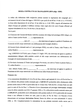 BOZZA CONTRATTO DI TRANSAZIONE (BIM adige -HDE)