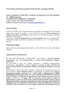 Curriculum formativo professionale del Dr. Giuseppe Raiola