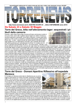 TORRENEWS 297 dal 23 al 30 Maggio 2015