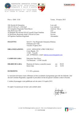 Prot n. 0260– I/AS Torino, 30 marzo 2015 Alle Società di Ginnastica