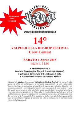 3&deg; VALPOLICELLA HIP HOP FESTIVAL - Pagina di Benvenuto