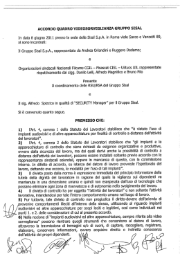 ACCORDO QUADRO VIDEOSORVEGLIANZA GRUPPO SISAL In