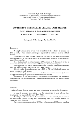 contenuto e variabilità di urea nel latte massale