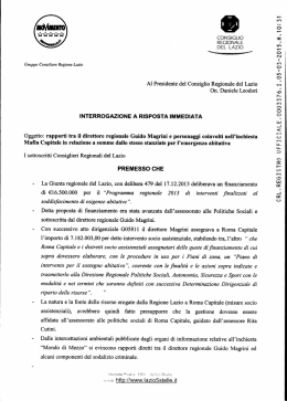 interrogazione a risposta immediata affinch&eacute; Zingaretti riferisca all