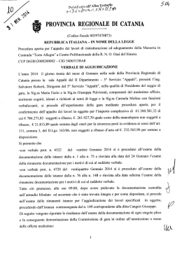 verbale di aggiudicazione - Provincia Regionale di Catania