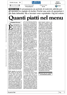 13/09/2014 - Quanti piatti nel menù - Milano Finanza