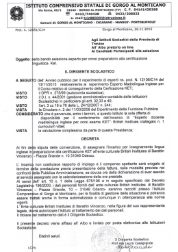 IC Gorgo al Monticano - esito bando selezione esperto ket
