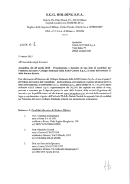 Lista n. 1 nomina Sindaci - S.G.G. Holding S.p.A.
