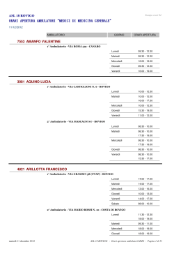 ORARI APERTURA AMBULATORI "MEDICI DI MEDICINA