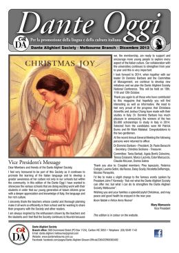 Vice President`s Message - Dante Alighieri Society