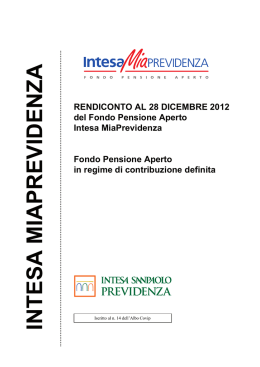 INTESA MIAPREVIDENZA - Intesa Sanpaolo Previdenza