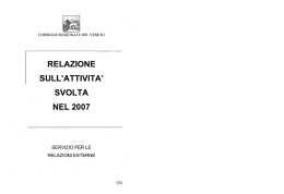 Relazione sull`attività svolta - Consiglio Regionale del Veneto