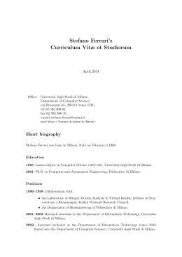 Stefano Ferrari`s Curriculum Vit&aelig; et Studiorum