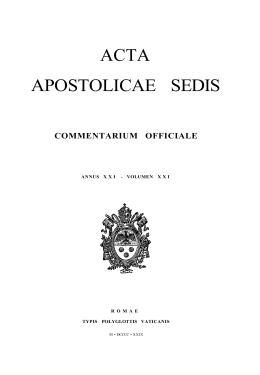 Acta Apostolicae Sedis Vol 021