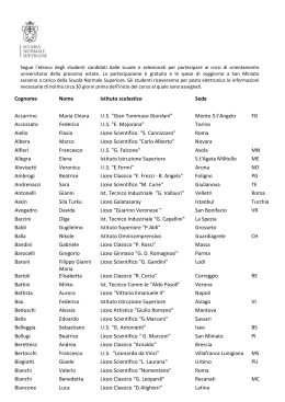 Selezionati su segnalazione delle Scuole, anno 2015