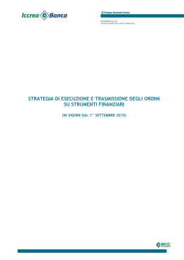 strategia di esecuzione e trasmissione degli ordini di iccrea banca spa