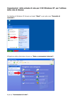 Impostazioni della scheda di rete per il SO Windows XP per l`utilizzo