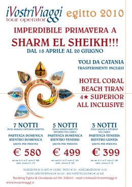 sharm el sheikh!!! egitto 2010 € 580 € 499 € 399