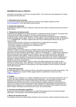 INFORMATIVA SULLA PRIVACY