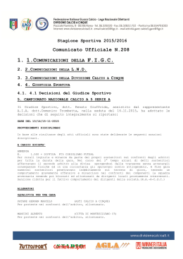 Decisioni Giudice Sportivo 10° Giornata Andata Serie A 16/11/2015