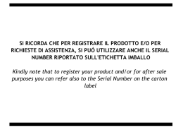 SI RICORDA CHE PER REGISTRARE IL PRODOTTO E
