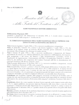 Modifiche e integrazioni alla deliberazione 12 dicembre 2001, n. 5