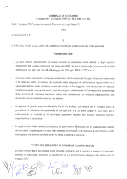 VERBALE DI ACCORDO - RSU Almaviva &ndash; Roma
