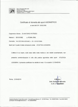 Certificato di Idoneit&agrave; allo sport AGONISTICO