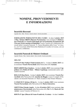 NOMINE, PROVVEDIMENTI E INFORMAZIONI