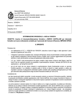 OGGETTO: Incarico di docenza/collaborazione formativa a MARCO