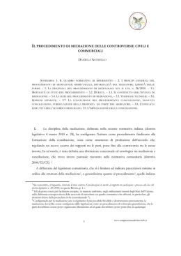 Il procedimento di mediazione delle controversie civili e commerciali