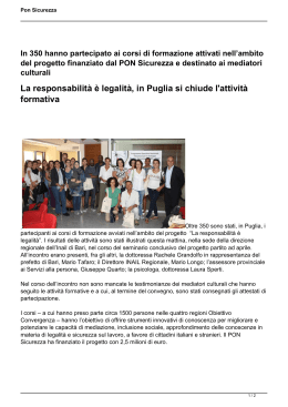 La responsabilità è legalità, in Puglia si chiude l`attività formativa