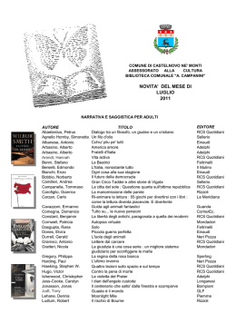 NOVITA` DEL MESE DI LUGLIO 2011 - Biblioteche della Provincia di